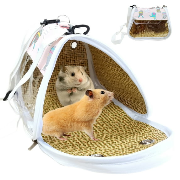 CHBORLESS Hamster Carrier Bag Portable Guinea Pig Carrier Breathable Pet Travel Bag (Pink,L)