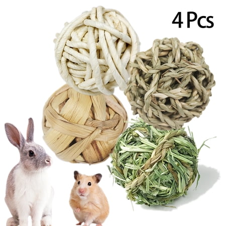 CHBORLESS Natural Small Animals Fun Safe Hay Grass Pet Chew Balls for Hamster Rabbit (Set1)
