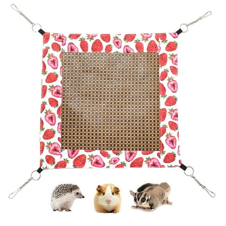 CHBORLESS Rattan Mat Rat Hamster Hammock Guinea Pigs Cage Hanging Bed,Strawberry