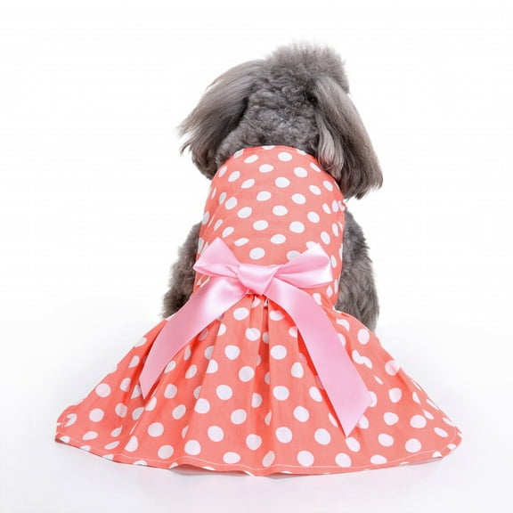 CHBORLESS Small Dog Princess Dresses Puppy Skirt Summer Pet Clothes Polka Dots Dog Dress (X-Small, Orange)