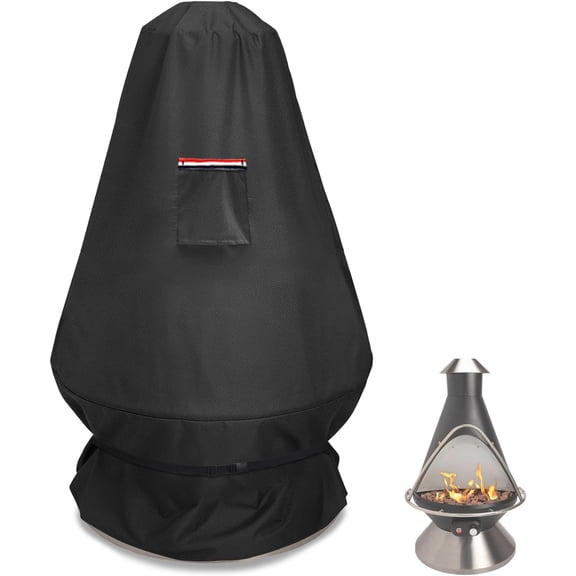 CHC-601 Chimenea Propane Fire Pit Heater Cover,Heavy Duty 600D Waterproof Cover Compatible with COH-600 Chimenea Propane Fire Pit,31"D x 31"W x 48"H,Black
