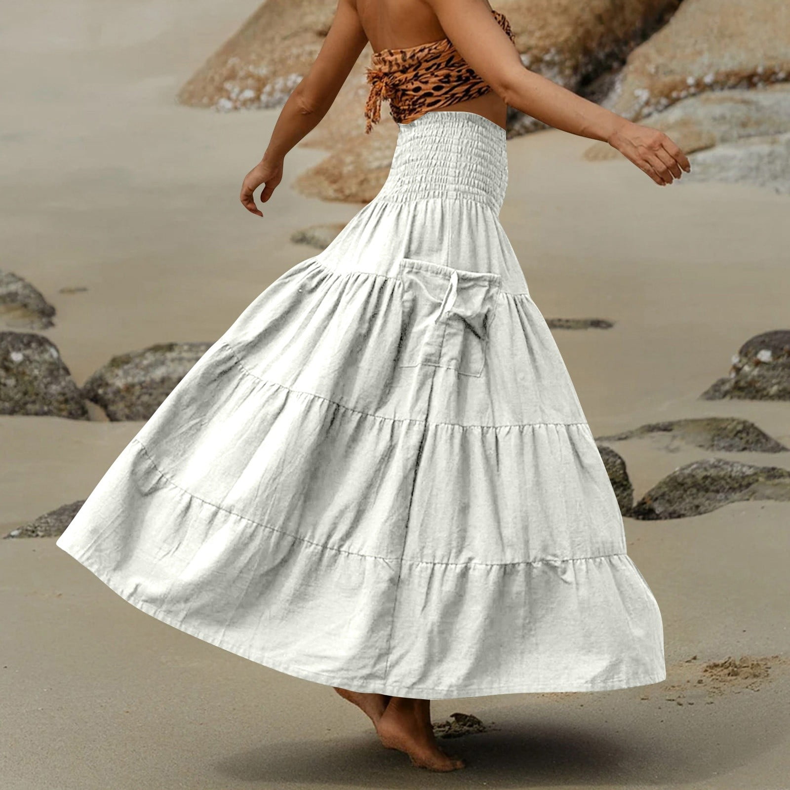 CHCNHAC Boho Skirts for Women Bohemian Hippie Long Flowy Skirt Holiday — free download