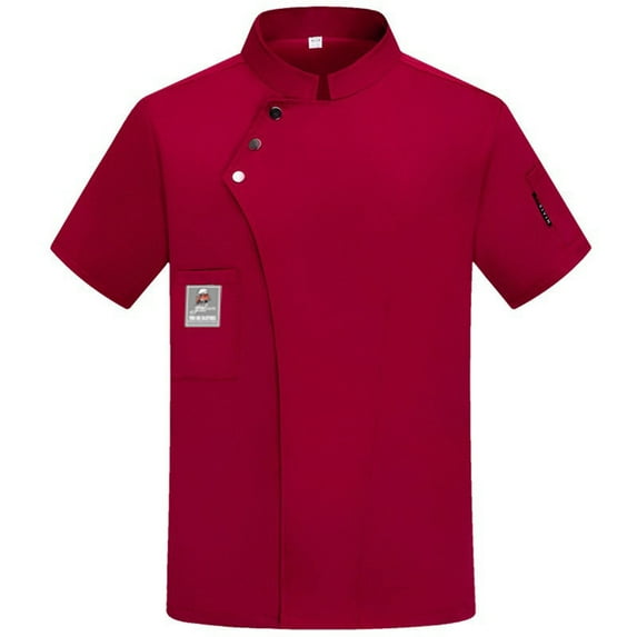 CHCNHAC Chef Coat Women Unisex Short Sleeve Cook Shirts Summer Lightweight Comfortable Work Uniform Stretch Kitchen Restaurant Hotel Jacket for Men Women Red 3XL