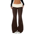 thumbnail image 1 of CHCNHAC Fold Over Flare Legging for Women Low Rise Wide Leg Yoga Pants Slim Fit Bell Bottom Athletic Joggers Y2K Foldover Casual Pant, Coffee - L, 1 of 6