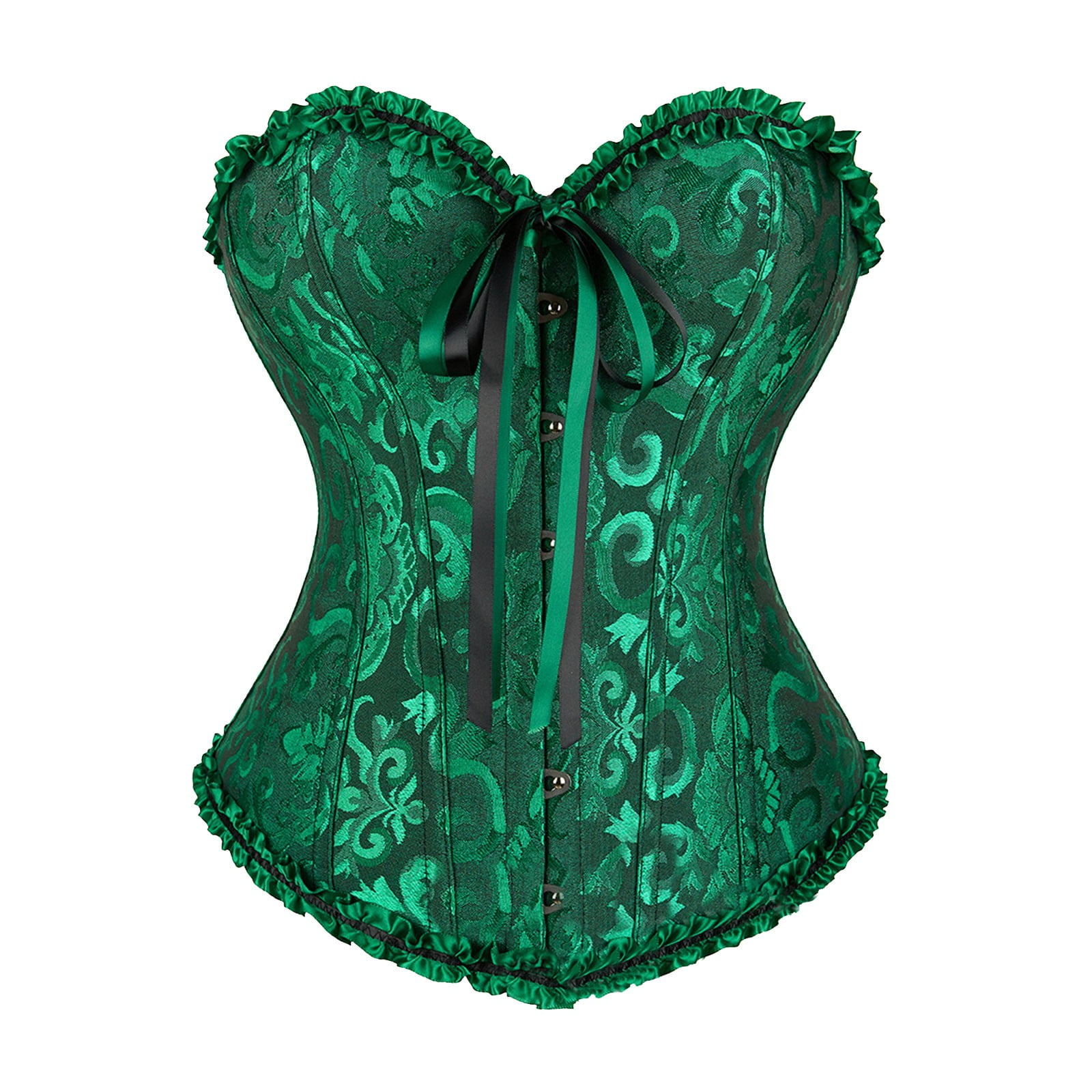 Women Vintage Satin Lace Overbust Corset With Cup Sexy Striped Bow Waist Cincher Slim Body Shaper Corsets Bustiers Lingerie Top