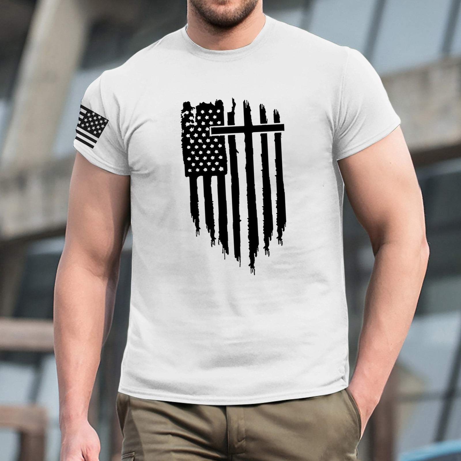 T-shirt Homme Gildan Heavy Cotton - Drapeau USA Vieilli, Tailles S à XL
