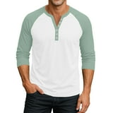 CHCNHAC Mens Henley Shirts 3 Buttons Raglan Length 3/4 Sleeve Jersey
