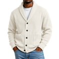 thumbnail image 1 of CHCNHAC Mens V Neck Cardigan Sweater Shawl Collar Button Front Ribbed Knit Long Sleeve Casual Winter Knitwear Outerwear, Khaki, 1 of 6