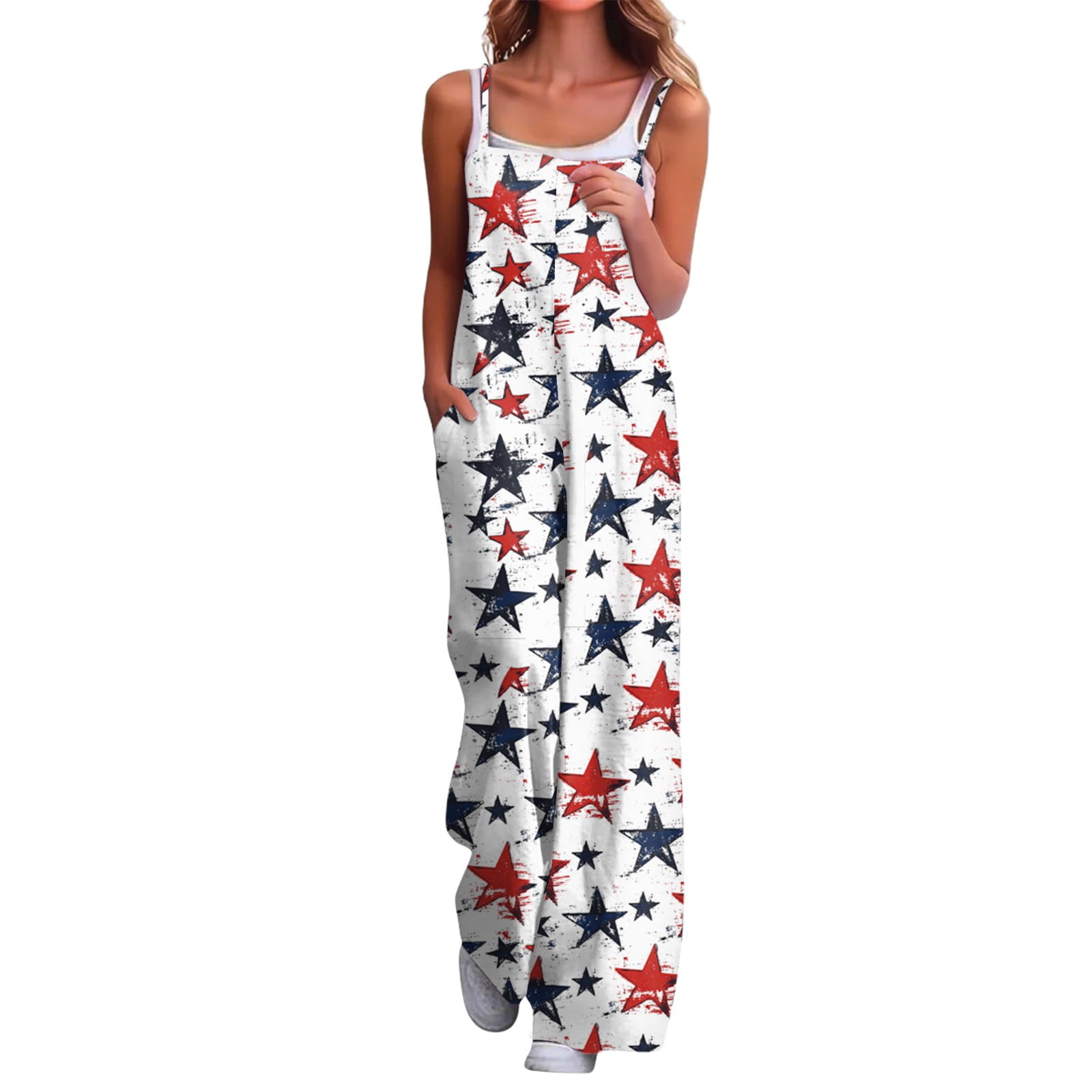 Women's USA Patriotic Crop Top – 4th Of July American Flag Tee With Stars & Stripes, Red White Blue, Beige 2XL