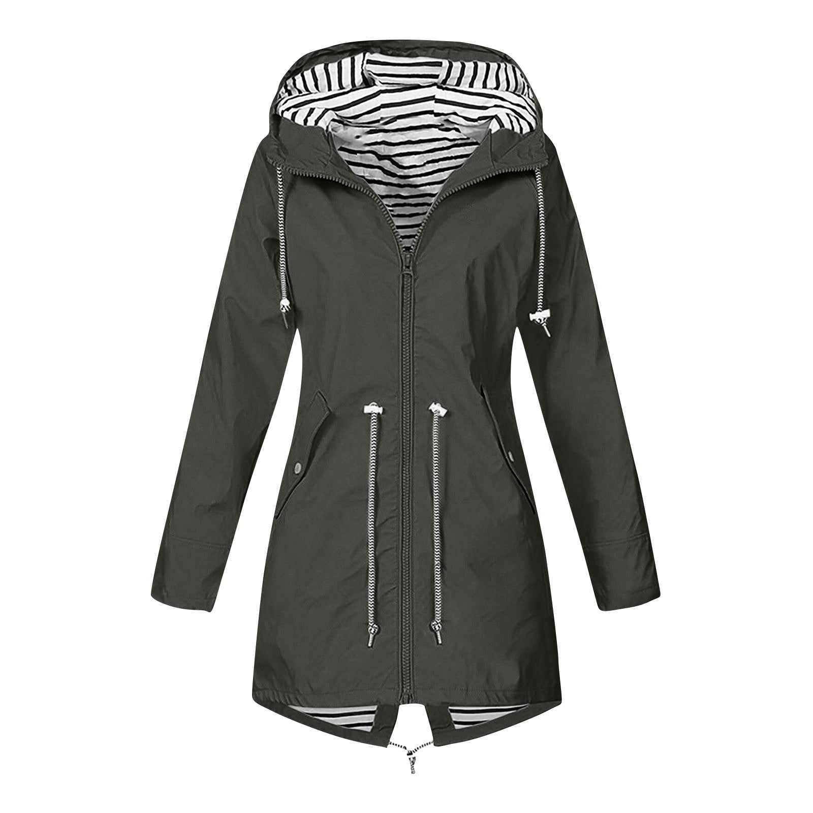 Veste Imperméable OOBE Femme Taille XS – Grise, Capuche, Coupe-vent