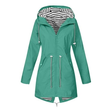 CHCNHAC Spring Jackets for Women 2025 Waterproof Zip Up Raincoats Plus Size Lightweight Hiking Jackets Cyan L