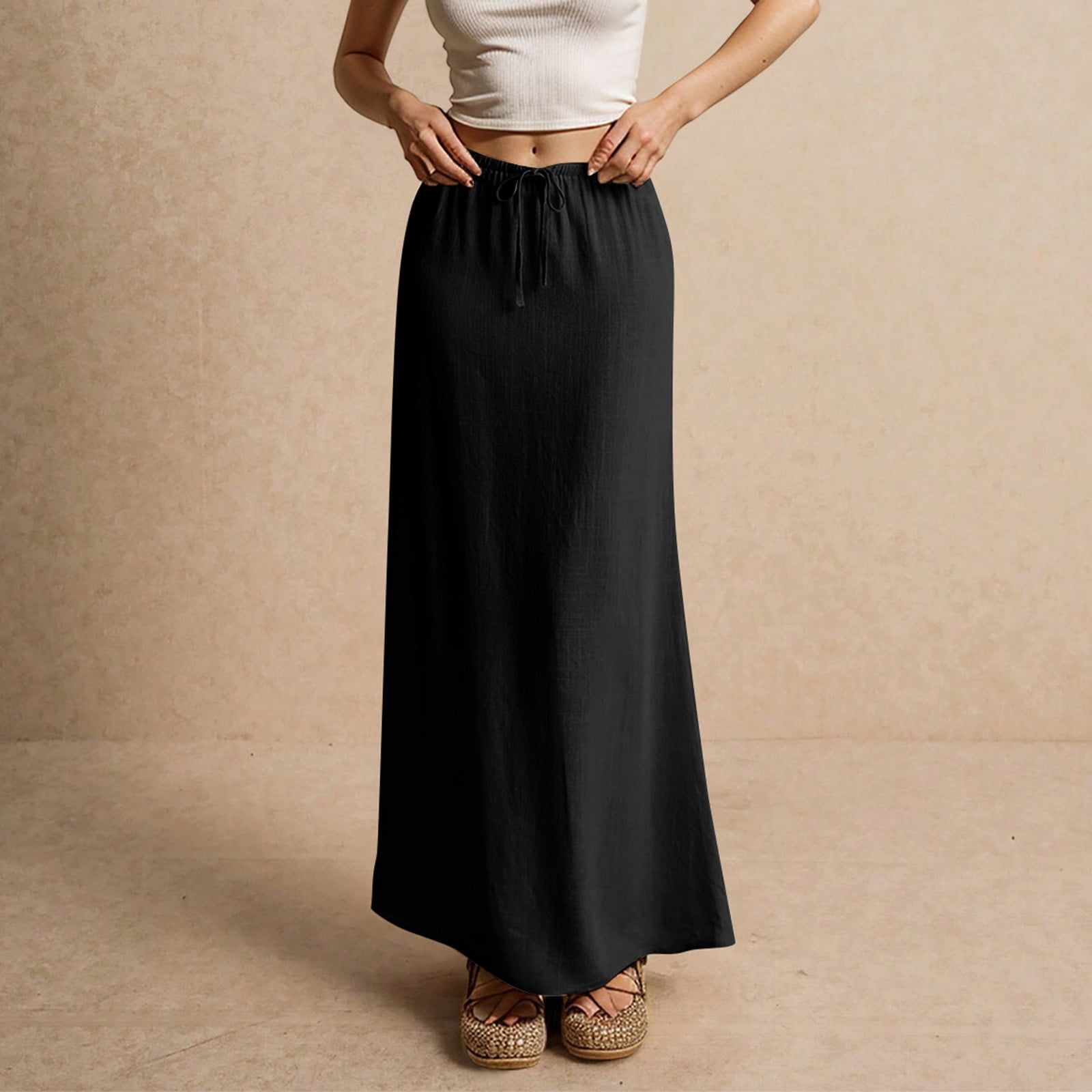 Women's Winter Insulated Down Long Skirt – A-Line Maxi With Pockets, Elastic Waist