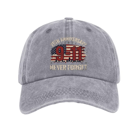 CHCNHAC We Will Never Forget Washed Denim Hat 9/11 Pat 2001-2026 Commemorative Vintage Cotton Washed Distressed Dad Hat
