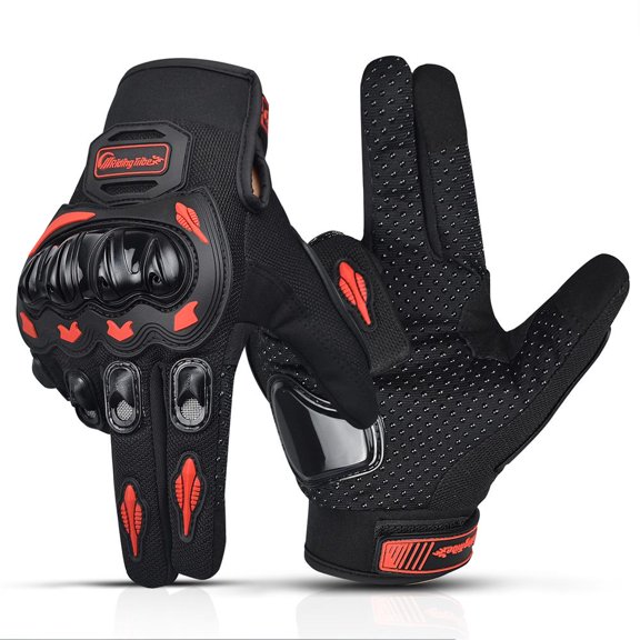 CHCYCLE Motorcycle Gloves for Women Touch Screen Summer Motorbike Dirt Bike Full Finger Gloves Red L
