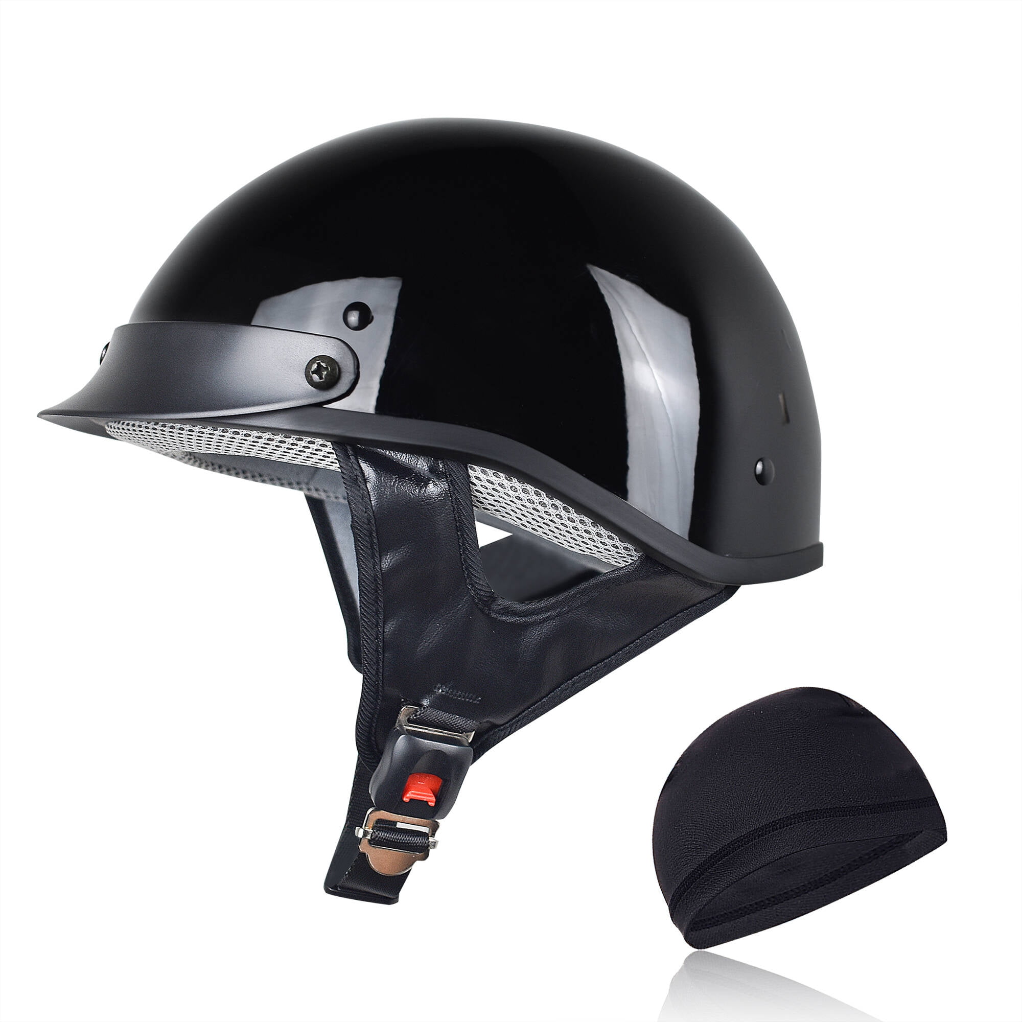 CHCYCLE Motorcycle Half Helmet Large, Bright Black - Walmart.com