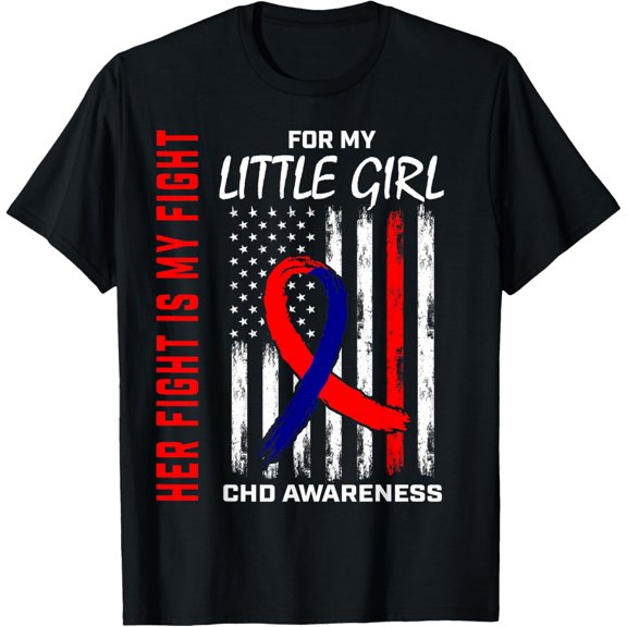 CHD Awareness Flag Little Girl Daughter Heart Disease T-Shirt