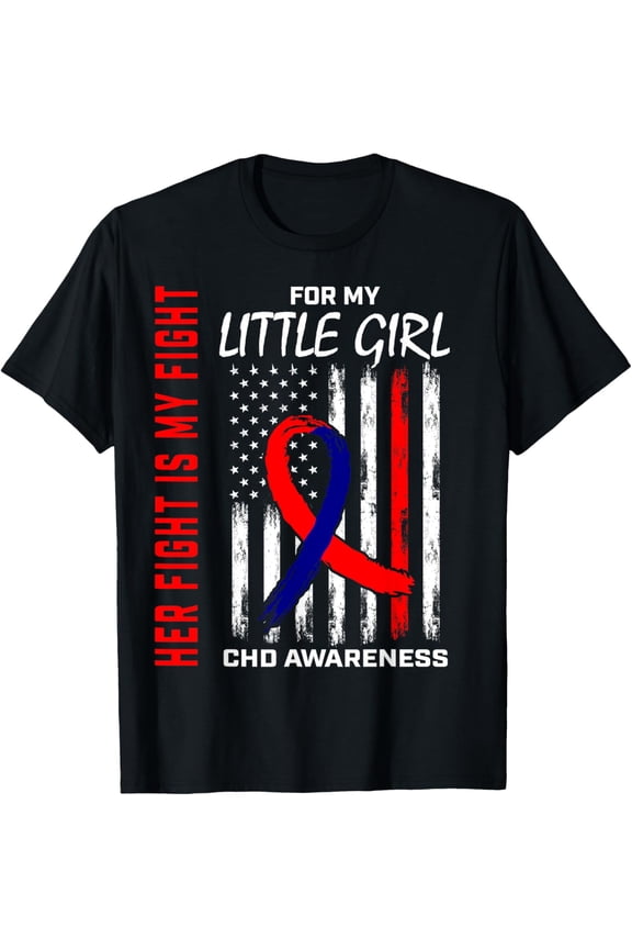 CHD Awareness Flag Little Girl Daughter Heart Disease T-Shirt