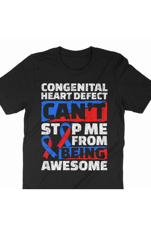 CHD Awareness Shirt Survivor Support Red Blue Ribbon Art Graphic Tee,for unisex up to size 5XL