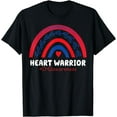 thumbnail image 1 of t-shirt CHD Warrior Red & Blue Rainbow Heart Disease Awareness T-Shirt mens，black，women，funny，men，journey，Crew Neck, Short Sleeve,printing, 1 of 4