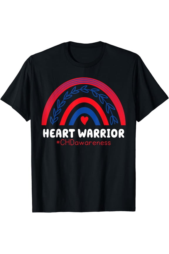 t-shirt CHD Warrior Red & Blue Rainbow Heart Disease Awareness T-Shirt mens,black,women,funny,men,journey,Crew Neck, Short Sleeve,printing