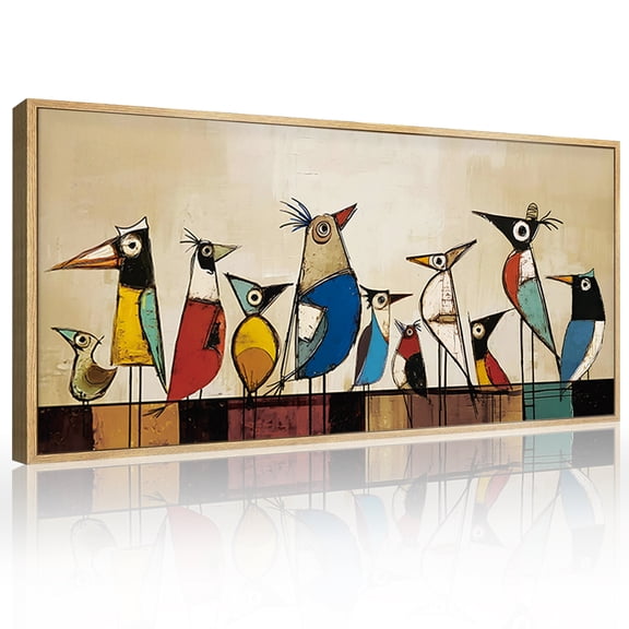 CHDITB Abstract Birds Wall Art Modern Colorful Animal Framed Canvas for Living Room Bedroom Office 20x40 Inch