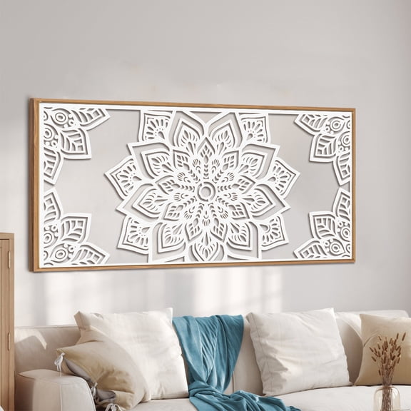 CHDITB Mandala Wall Art Flower Zen Boho Floral Wood Cut out for Office Bedroom Living Room 16x32 Inch