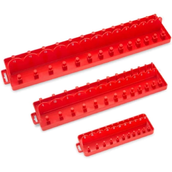 CHE-03965A Socket Set Tray Organizer Case with Double Rows | 3 Piece | 1/4", 3/8", and 1/2" Drive | Socket Set Organizer