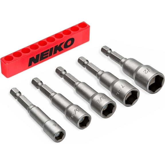 CHE-10066A 1/4 Hex Shank Magnetic Power Nut Driver Set | 5 Piece | SAE | Sizes 1/4" to 1/2 | Cr-V