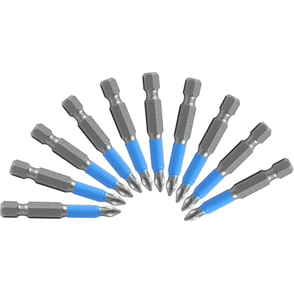 CHE-10PCS Magnetic Screwdriver Bit Set PH1#1 Anti Slip Phillips Cross Slot - 1/4 Inch Hex Shank Cross Head Electric Screwdriver Bits Set for Impact Driver Power Screwdriver Drill (PH1, 50mm)