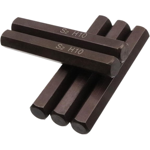 CHE-10mm Hex Head Drill Bit Set S2 Steel Screwdriver Bits Set 25/64" Hex Shank 3" Length H10 Hex Head Bit Set -5pcs