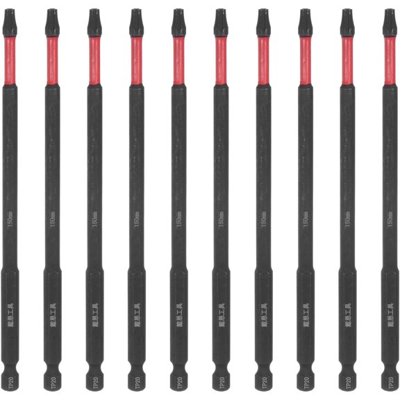 CHE-10pcs Impact Tough Torx Drill Bit T20 6" Length 1/4" Hex Shank S2 Steel Magnetic Insert Star 6 Point Head Screwdriver Bits
