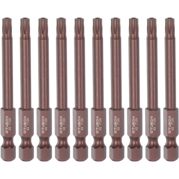 CHE-10pcs T25 Torx Bit 1/4" Hex Shank 3" Length Magnetic Security Star Screwdriver Power Tool, Red