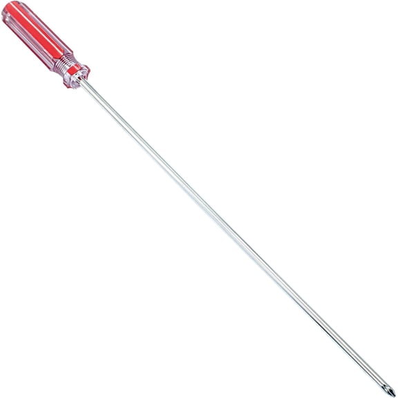 CHE-12 Inch Phillips Screwdriver, Extra Long Shaft Cross Head Screwdriver #2 Magnetic Tip Screwdrivers Long Screwdriver for Repair Home Improvement, Red