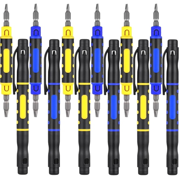 CHE-12 Pack 4 in 1 Pocket Screwdriver Portable Pen Screwdriver Multipurpose Screwdriver Crossing Flathead Double Ended Screwdriver for Repairing Installing Hand Tool, 2 Colors