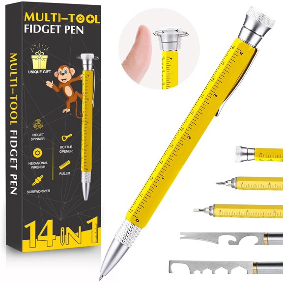 CHE-14 in 1 Multitool Fidget Pen, Multi-Tool Pens with Screwdrivers, Ruler, screwdrivers, openers Tools Gadgets for Men Great for EDC Useful Cool Stuff Gadgets for Men Gifts for Men Dad Husband Him