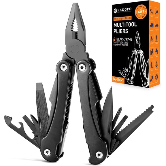 CHE-14 IN 1 Multitool Pliers with Pocket Clip, Portable Multi Tool, Pocket Knife Camping Multitool, Needle Nose Pliers with Replaceable Wire Cutters, Screwdrivers, Saw - Gifts for Men, Dad, Husband