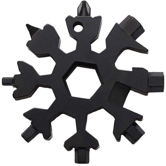 CHE-18-in-1 Snowflake Multi-Tool Screwdriver, Stainless Steel 18-1 Multitool Snow Tool (Black)
