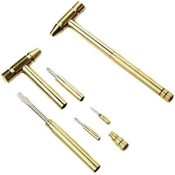 CHE-1Pc Gold Mini Hammer Brass Hammer with Screwdriver Hand Tools Multifunction 6 in 1 Jewelers Copper for Repair Mobile Phones,Laptops,Watches,Glasses,Small in Size, Claw