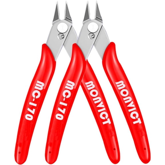 CHE-2 Pack Flush Cutters MC-170, Wire Cutters 5 Inch Side Cutting Pliers Precision Cutter Tools Ultra Sharp Micro Wire Cutters for Cables Wires Zip Ties 3D Printing Electrical & Cut Needs