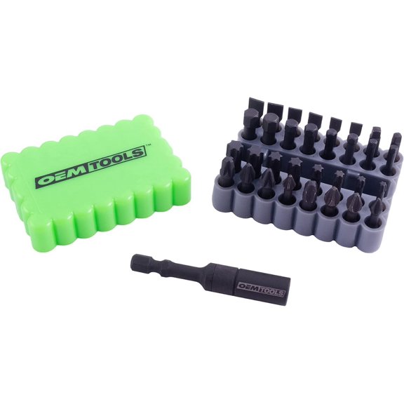 CHE-25960 33-Piece Impact Driver Bit Set, Impact Bit Set Ideal for High-Torque Applications, Screwdriver Bit Set Includes Phillips, Slotted, Torx, Hex, and Square Bits