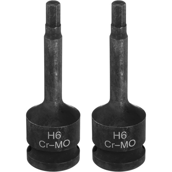 CHE-2pcs H6 (6mm) Hex Impact Bit Socket 1/2" Drive Sockets CR-MO Steel Hex Lengthen Screwdriver Socket Adapter for Electric Ratchet Wrenches Fastening Screws