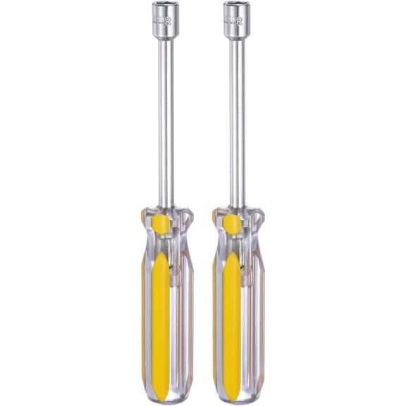 CHE-2pcs Metric Nut Driver 8mm CR-V Non-Magnetic Tip Solid Shafts Hex Socket Screwdriver with Anti-Slip Handle for Automobile Repair