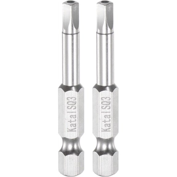 CHE-2pcs SQ3 Square Screwdriver Bit 1/4" Hex Shank 2" Length Magnetic Security Screw Driver Power Tool