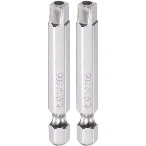 CHE-2pcs SQ5 Square Screwdriver Bit 1/4" Hex Shank 2" Length Magnetic Security Screw Driver Power Tool
