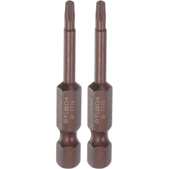 CHE-2pcs T10 Torx Bit 1/4" Hex Shank 2" Length Magnetic Security Star Screwdriver Power Tool, Red