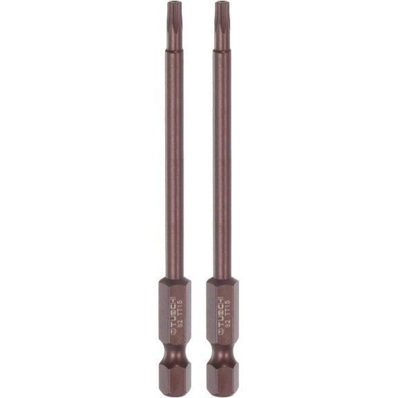 CHE-2pcs T15 Torx Bit 1/4" Hex Shank 4" Length Magnetic Security Star Screwdriver Power Tool, Red