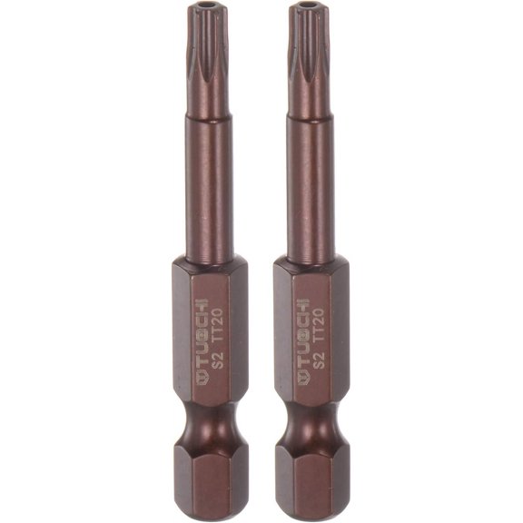 CHE-2pcs T20 Torx Bit 1/4" Hex Shank 2" Length Magnetic Security Star Screwdriver Power Tool, Red