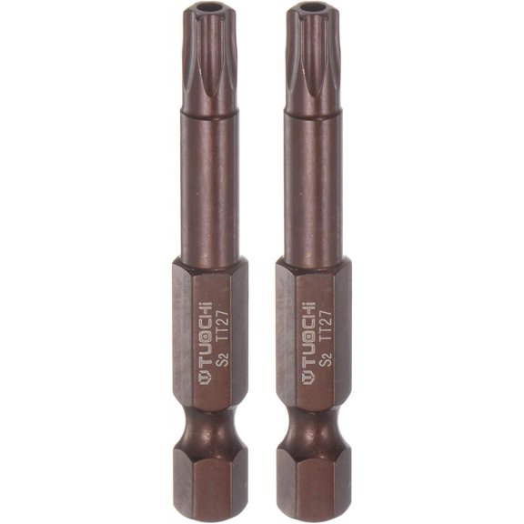 CHE-2pcs T27 Torx Bit 1/4" Hex Shank 2" Length Magnetic Security Star Screwdriver Power Tool, Red