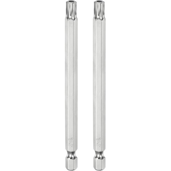 CHE-2pcs T35 Security Torx Bit 1/4" Hex Shank 4" Long S2 Steel Magnetic Tamper Resistant Star Bits Screwdriver Torx Head with Hole for Driver Drill Bits Remove Fastening Screws