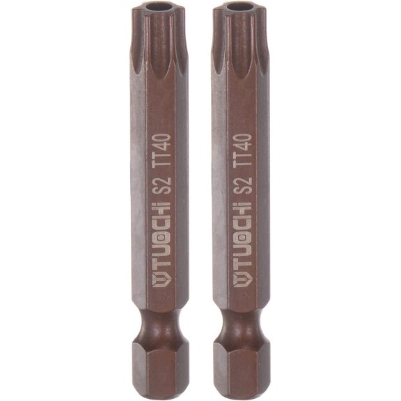 CHE-2pcs T40 Torx Bit 1/4" Hex Shank 2" Length Magnetic Security Star Screwdriver Power Tool, Red